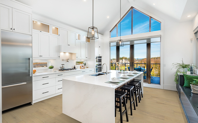 carpet one canada kitchen fridge island seats